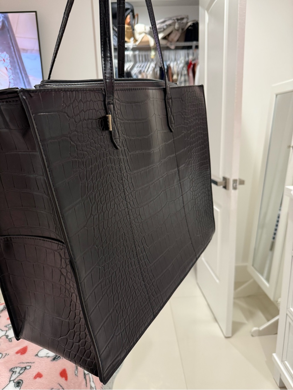 BEIS Black Croc-Embossed Tote - Picture 6 of 16